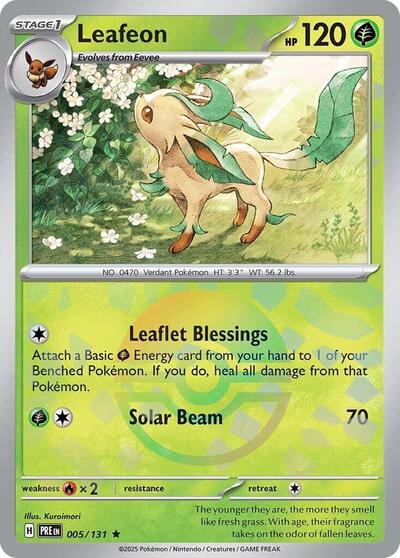 Scarlet & Violet Prismatic Evolutions - 005/132 Leafeon (Poke Ball Pattern) Rare