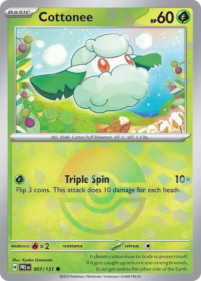 Scarlet & Violet Prismatic Evolutions - 007/131 Cottonee (Poke Ball Pattern) Common