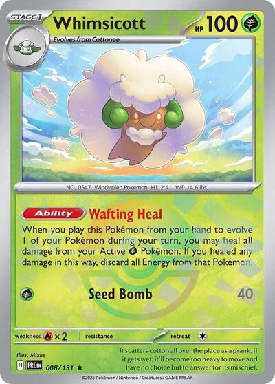 Scarlet & Violet Prismatic Evolutions - 008/132 Whimsicott (Poke Ball Pattern) Rare