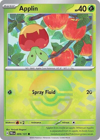 Scarlet & Violet Prismatic Evolutions - 009/132 Applin (Poke Ball Pattern) Common