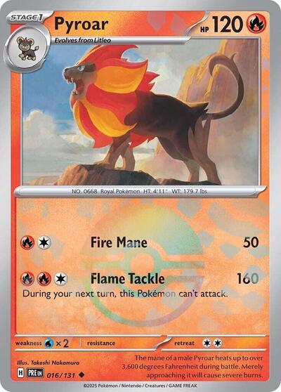 Scarlet & Violet Prismatic Evolutions - 016/131 Pyroar (Poke Ball Pattern) Uncommon