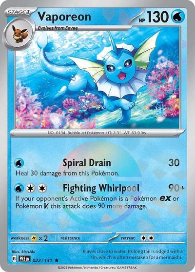 Scarlet & Violet Prismatic Evolutions - 022/131 Vaporeon (Poke Ball Pattern) Rare