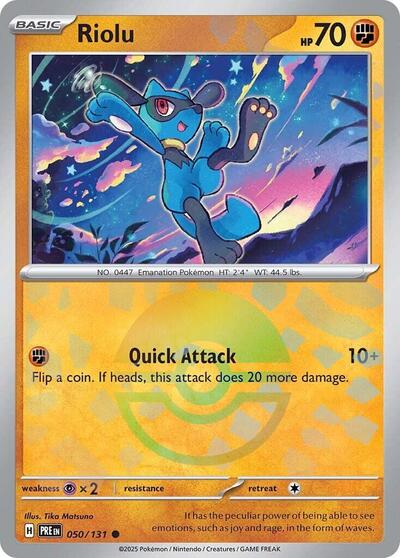 Scarlet & Violet Prismatic Evolutions - 050/131 Riolu (Poke Ball Pattern) Common