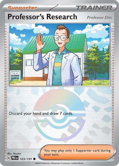 Scarlet & Violet Prismatic Evolutions - 123/131 Professor's Research [Professor Elm] (Poke Ball Pattern) Common