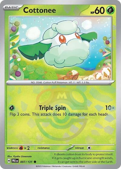 Scarlet & Violet Prismatic Evolutions - 007/131 Cottonee (Master Ball Pattern) Common
