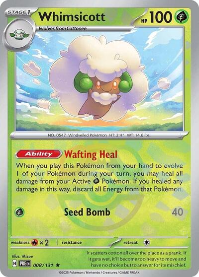 Scarlet & Violet Prismatic Evolutions - 008/133 Whimsicott (Master Ball Pattern) Rare