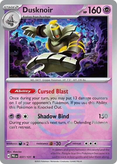 Scarlet & Violet Prismatic Evolutions - 037/131 Dusknoir (Master Ball Pattern) Rare