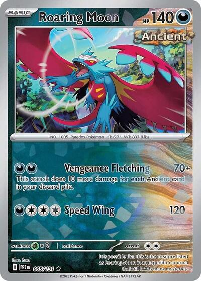 Scarlet & Violet Prismatic Evolutions - 065/131 Roaring Moon (Master Ball Pattern) Rare