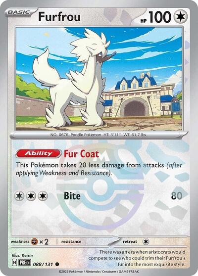 Scarlet & Violet Prismatic Evolutions - 088/131 Furfrou (Master Ball Pattern) Common