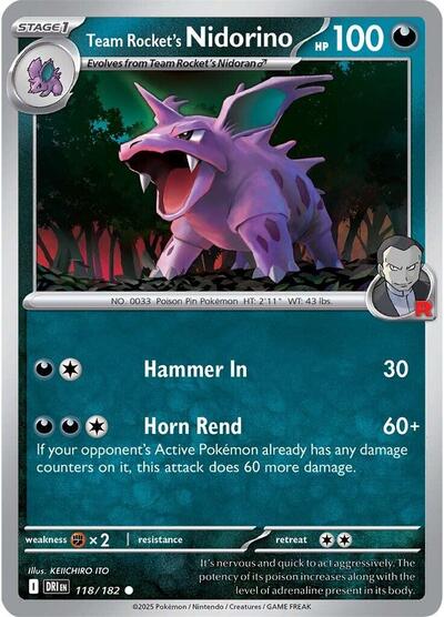 Scarlet & Violet Destined Rivals - 118/182 Team Rocket's Nidorino Common