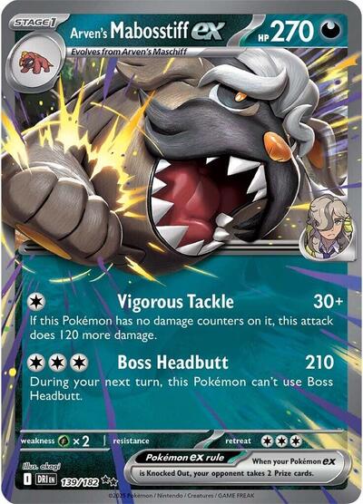 Scarlet & Violet Destined Rivals - 139/182 Arven's Mabosstiff ex Double Rare