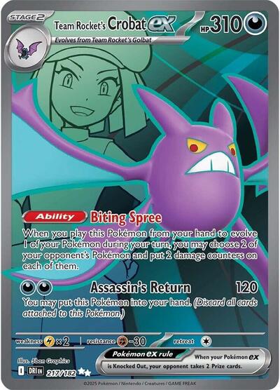 Scarlet & Violet Destined Rivals - 217/182 Team Rocket's Crobat ex Ultra Rare
