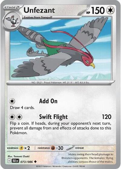 Scarlet & Violet Black Bolt - 073/086 Unfezant Uncommon
