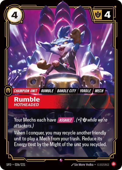 Riftbound Spiritforged - 026/221 Rumble - Hotheaded Rare