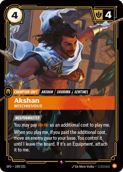 Riftbound Spiritforged - 109/221 Akshan - Mischievous Rare