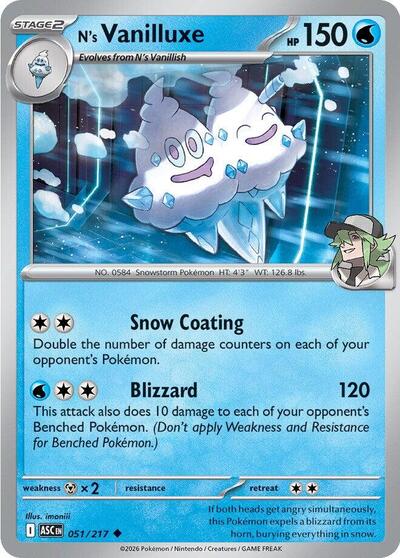 Mega Evolution Ascended Heroes - 051/217 N's Vanilluxe Uncommon