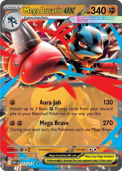 Mega Evolution Ascended Heroes - 113/217 Mega Lucario ex Double Rare