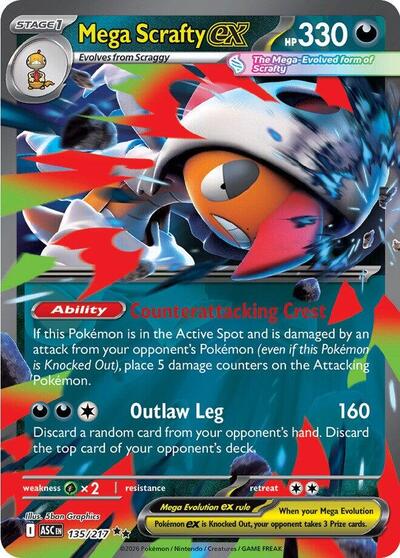 ME: Ascended Heroes - 135/217 Mega Scrafty ex Double Rare