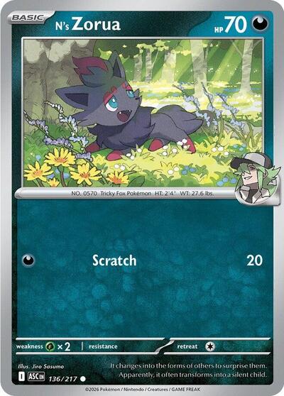 ME: Ascended Heroes - 136/217 N's Zorua Common