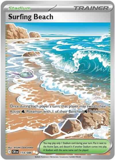 Mega Evolution Chaos Rising - 114/086 Surfing Beach Ultra Rare
