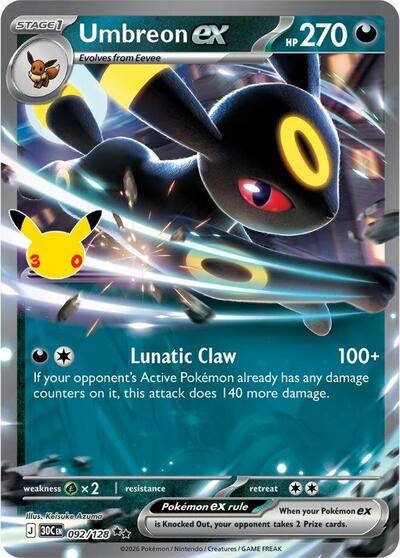 30th Celebration - 092/128 Umbreon ex Double Rare