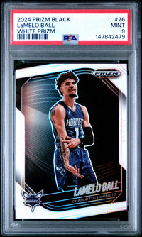 2024 PANINI PRIZM BLACK #26 LaMELO BALL WHITE PRIZM PSA 9