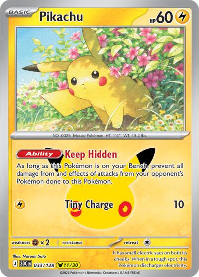 30th Celebration - 033/128 Pikachu Pikachu Rare