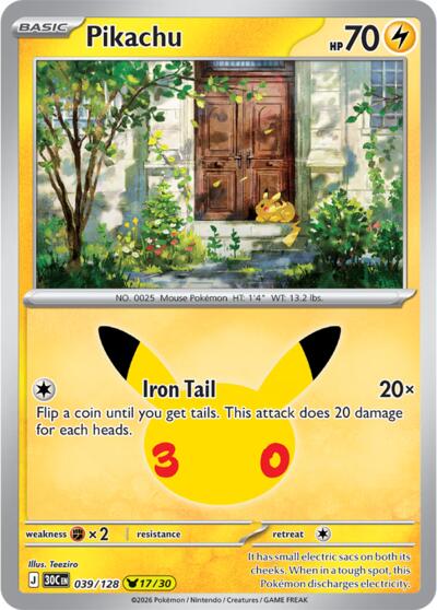 30th Celebration - 039/128 Pikachu Pikachu Rare