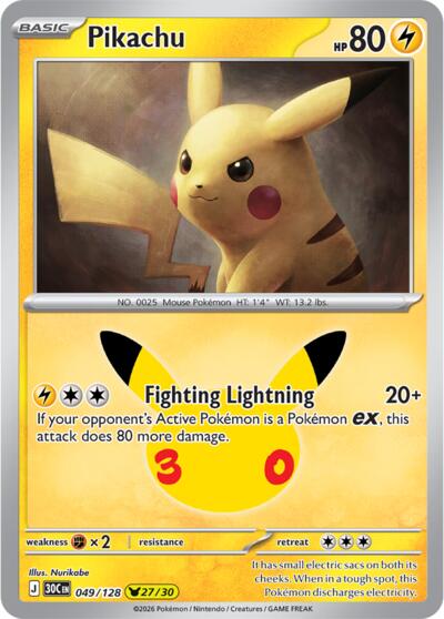 30th Celebration - 049/128 Pikachu Pikachu Rare