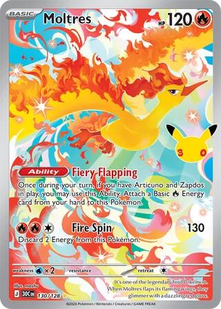 30th Celebration - 130/128 Moltres Illustration Rare