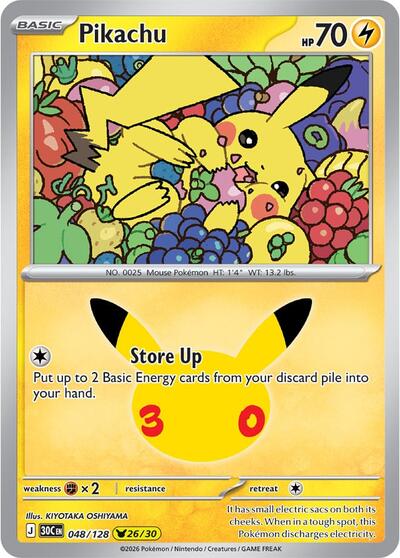 30th Celebration - 048/128 Pikachu Pikachu Rare