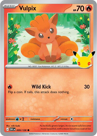 30th Celebration - 009/128 Vulpix Common
