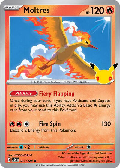 30th Celebration - 011/128 Moltres Common