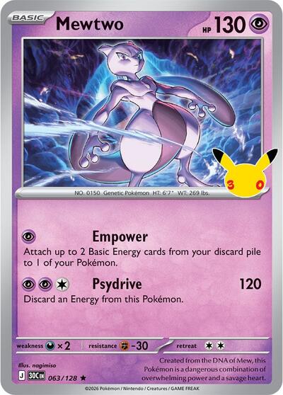 30th Celebration - 063/128 Mewtwo Rare