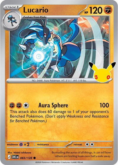 30th Celebration - 083/128 Lucario Common