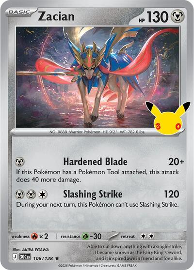 30th Celebration - 106/128 Zacian Rare