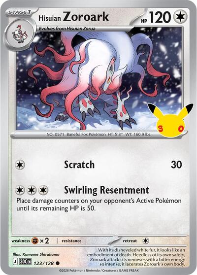 30th Celebration - 123/128 Hisuian Zoroark Common