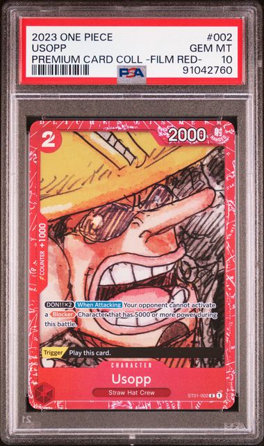 One Piece Card Game - Usopp OP01-002 (-FILM RED- Premium Card Collection) - PSA 10 (GEM-MINT)
