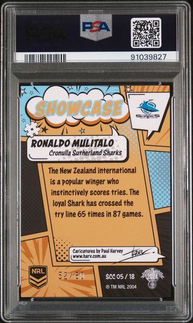 2024 NRL Traders Titanium - Ronaldo Mulitalo SCC05 (#'d 52/60) - PSA 10 (GEM MINT)