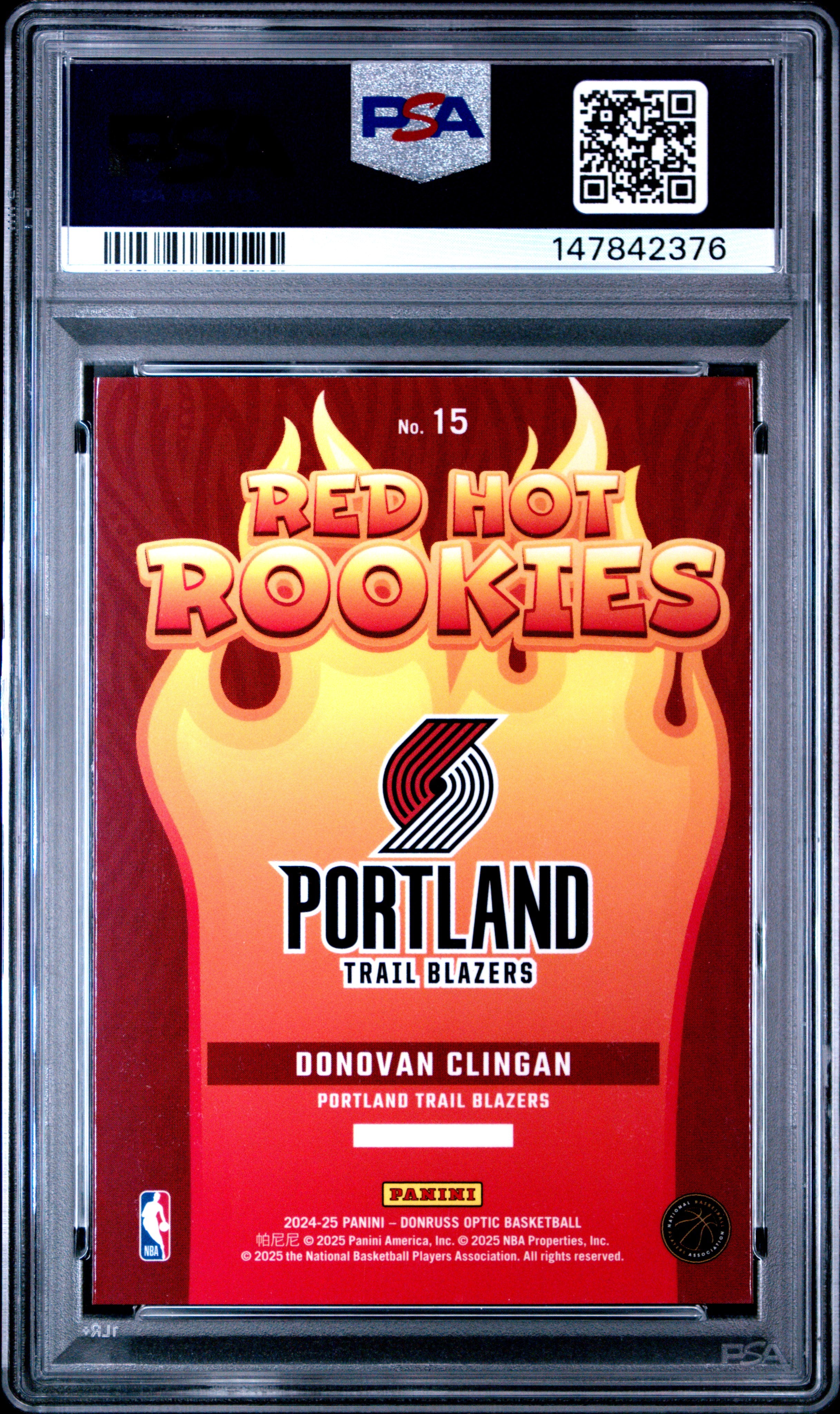2024 PANINI DONRUSS OPTIC RED HOT ROOKIES #15 DONOVAN CLINGAN  PSA 10