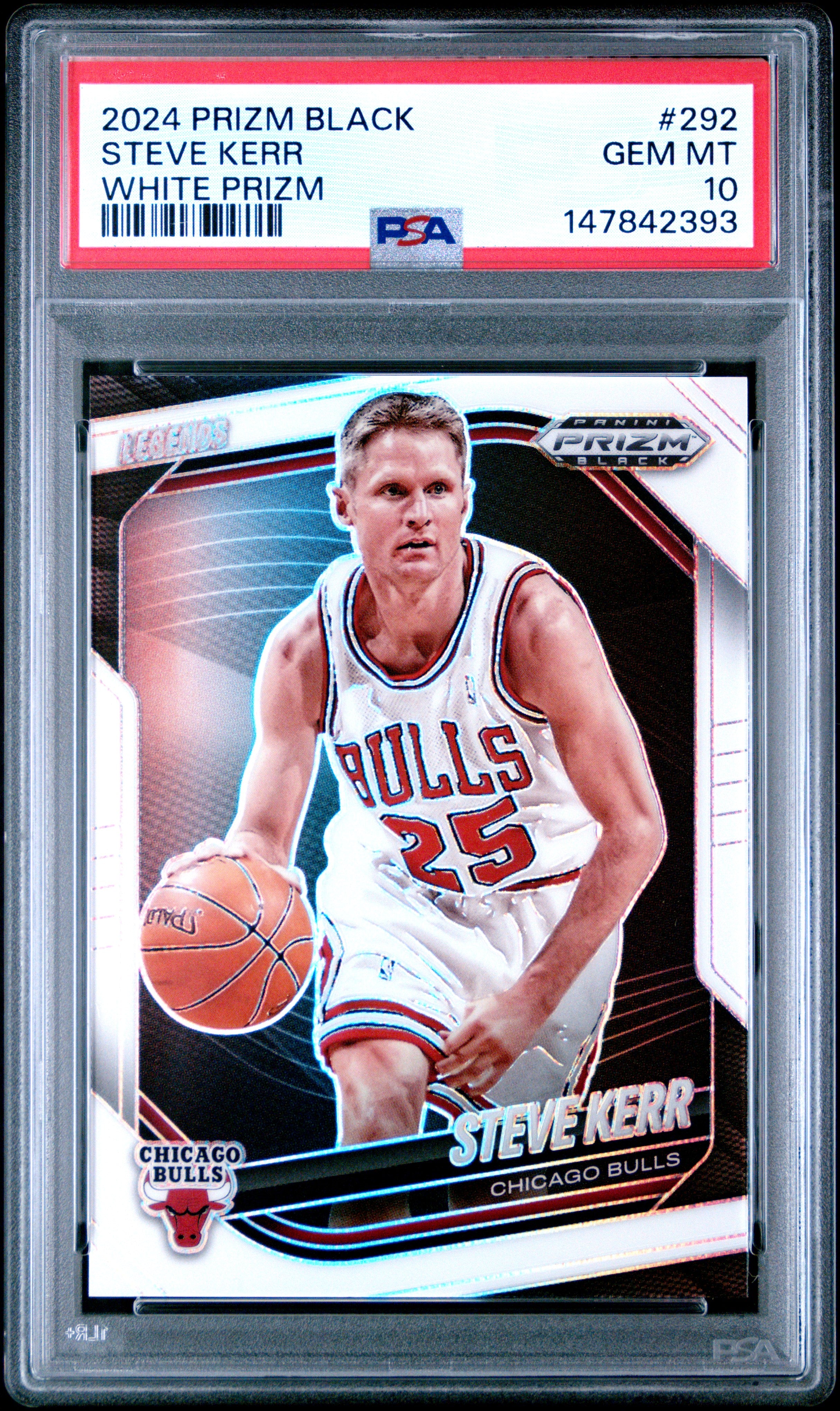 2024 PANINI PRIZM BLACK #292 STEVE KERR WHITE PRIZM PSA 10