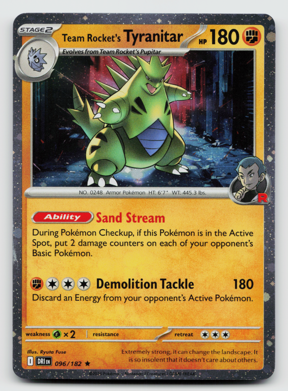 Scarlet & Violet Destined Rivals - 096/182 Team Rocket's Tyranitar Rare (Cosmos Holofoil Promo)