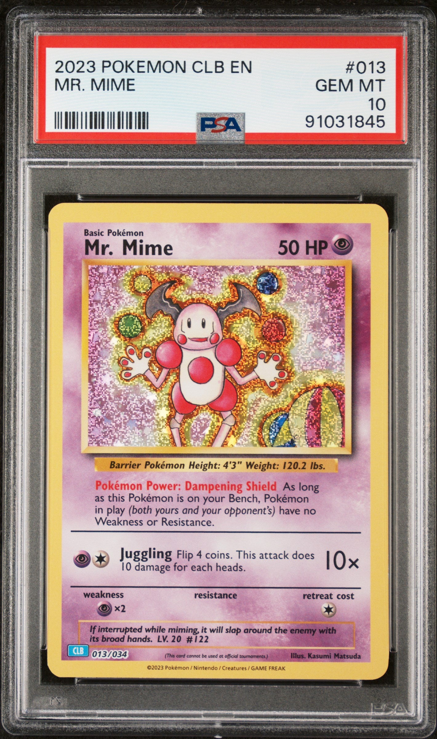 Pokémon - Mr. Mime CLB 013/034 (Classic - Blastoise and Suicune ex Deck)- PSA 10 (GEM-MINT)
