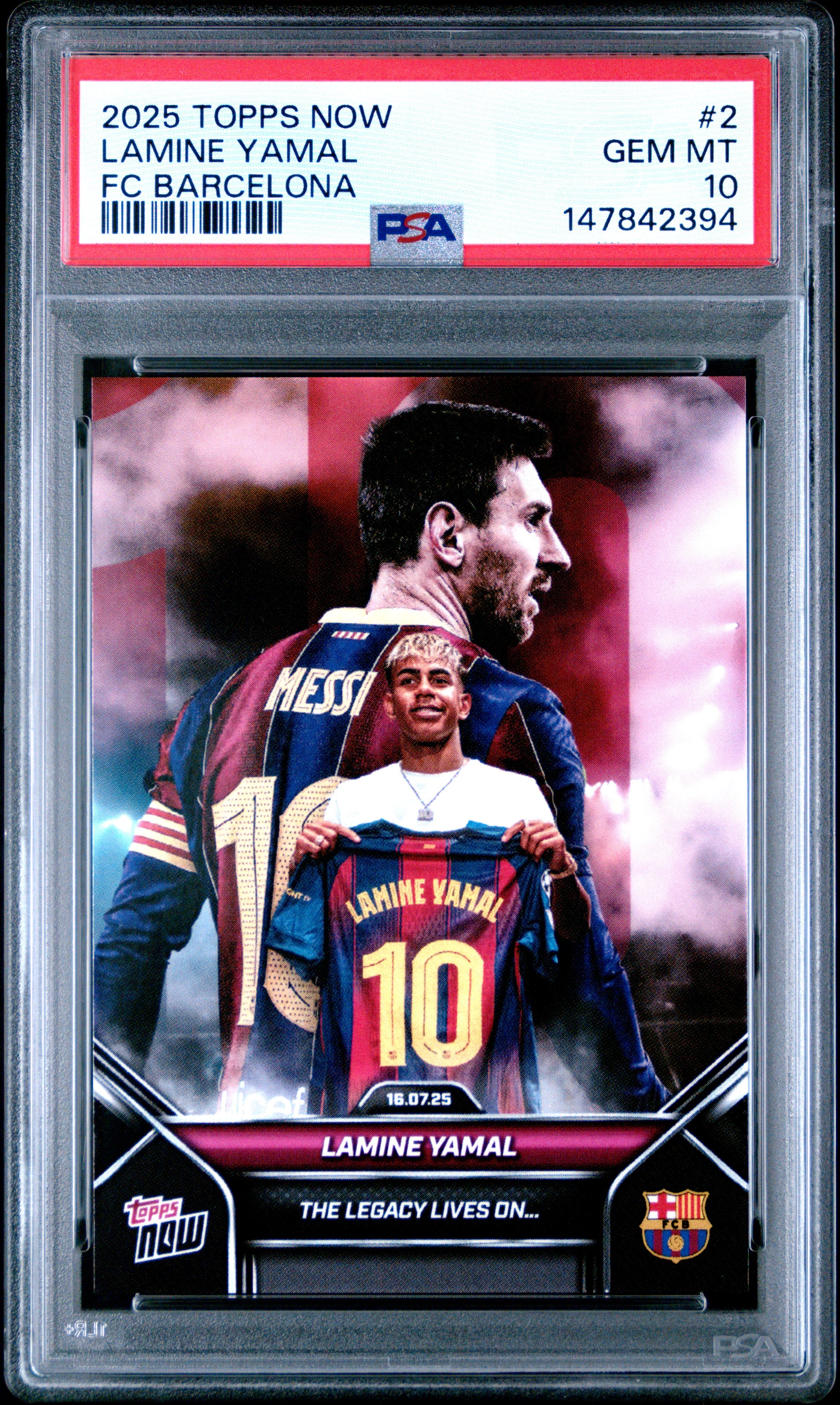 2025-2026 TOPPS NOW FC BARCELONA #2 LAMINE YAMAL PSA 10 