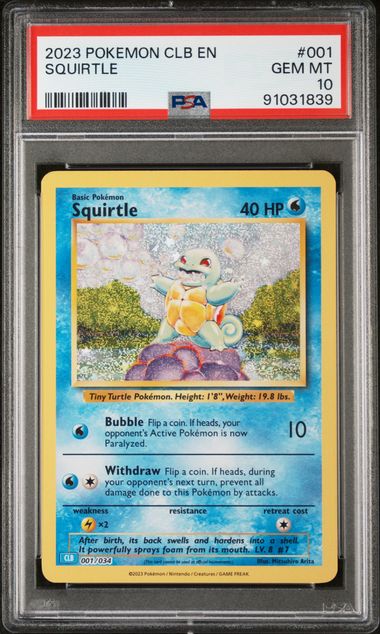 Pokémon - Squirtle CLB 001/034 (Classic - Blastoise and Suicune ex Deck)- PSA 10 (GEM-MINT)