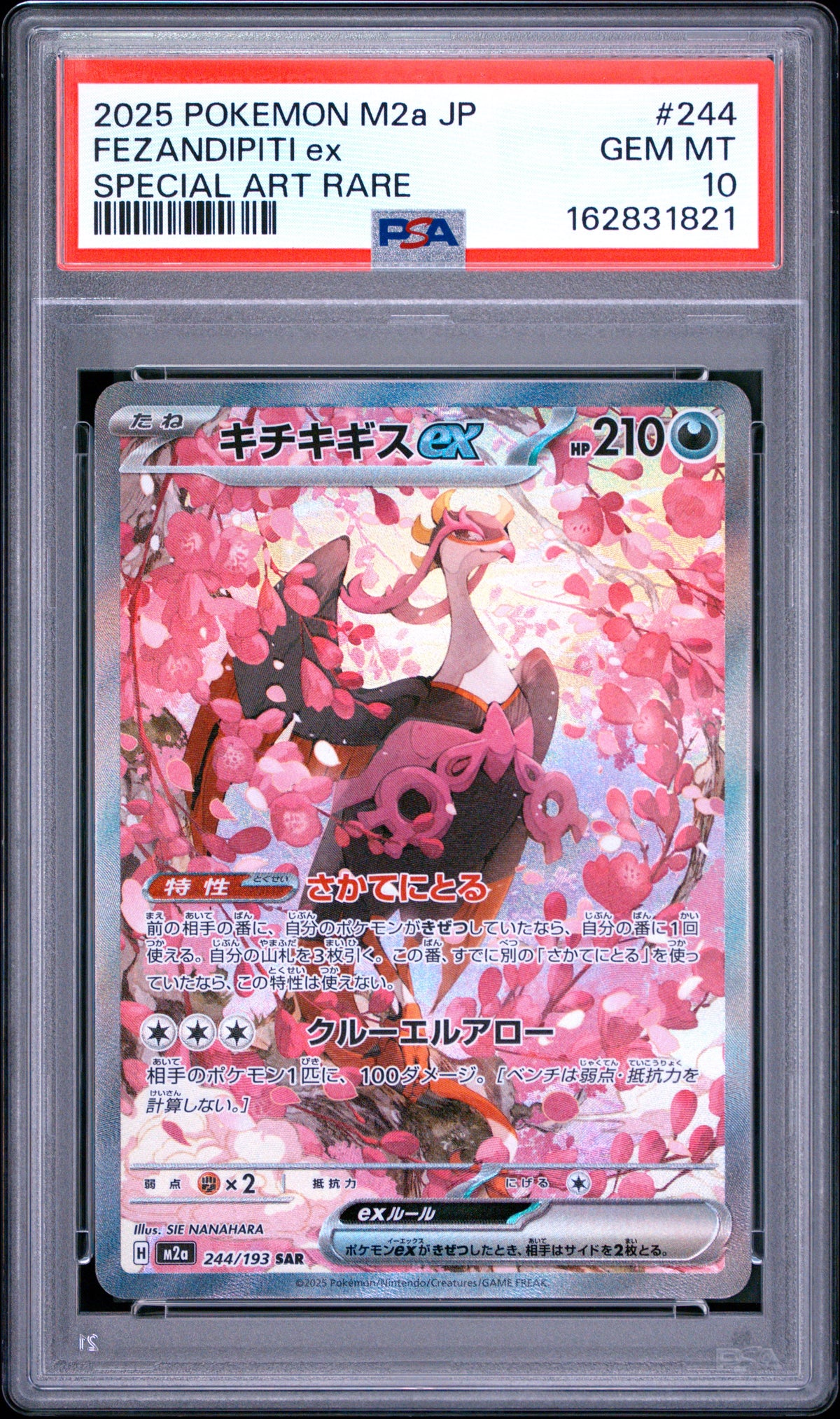 2025 Pokemon Japanese Fezandipiti EX 244 M2a-Mega Dream EX Special Art Rare PSA 10