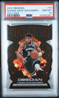 2024-25 PANINI OBSIDIAN VOLCANIX #10 GIANNIS ANTETOKOUNMPO PSA 10