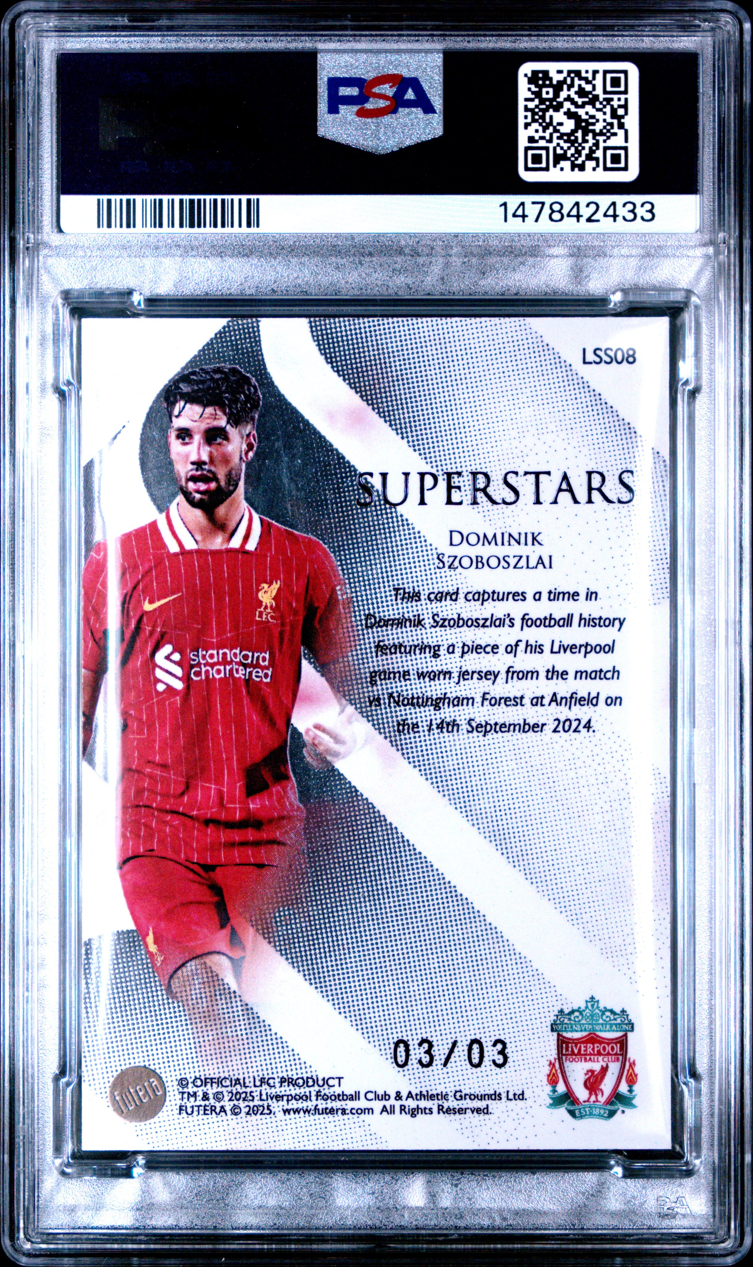 2024-2025 FUTERA UNIQUE LIVERPOOL FC SUPERSTARS #LSS08 DOMINIK SZOBOSZLAI LFC-SUPERSTARS-BLACK PSA 9
