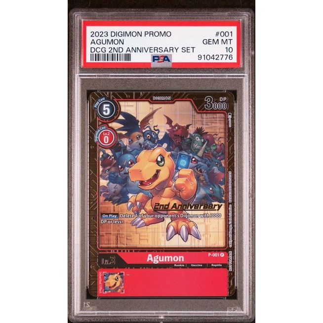 Digimon Card Game - Agumon P-001 (2nd Anniversary Set Promo) - PSA 10 (GEM MINT)