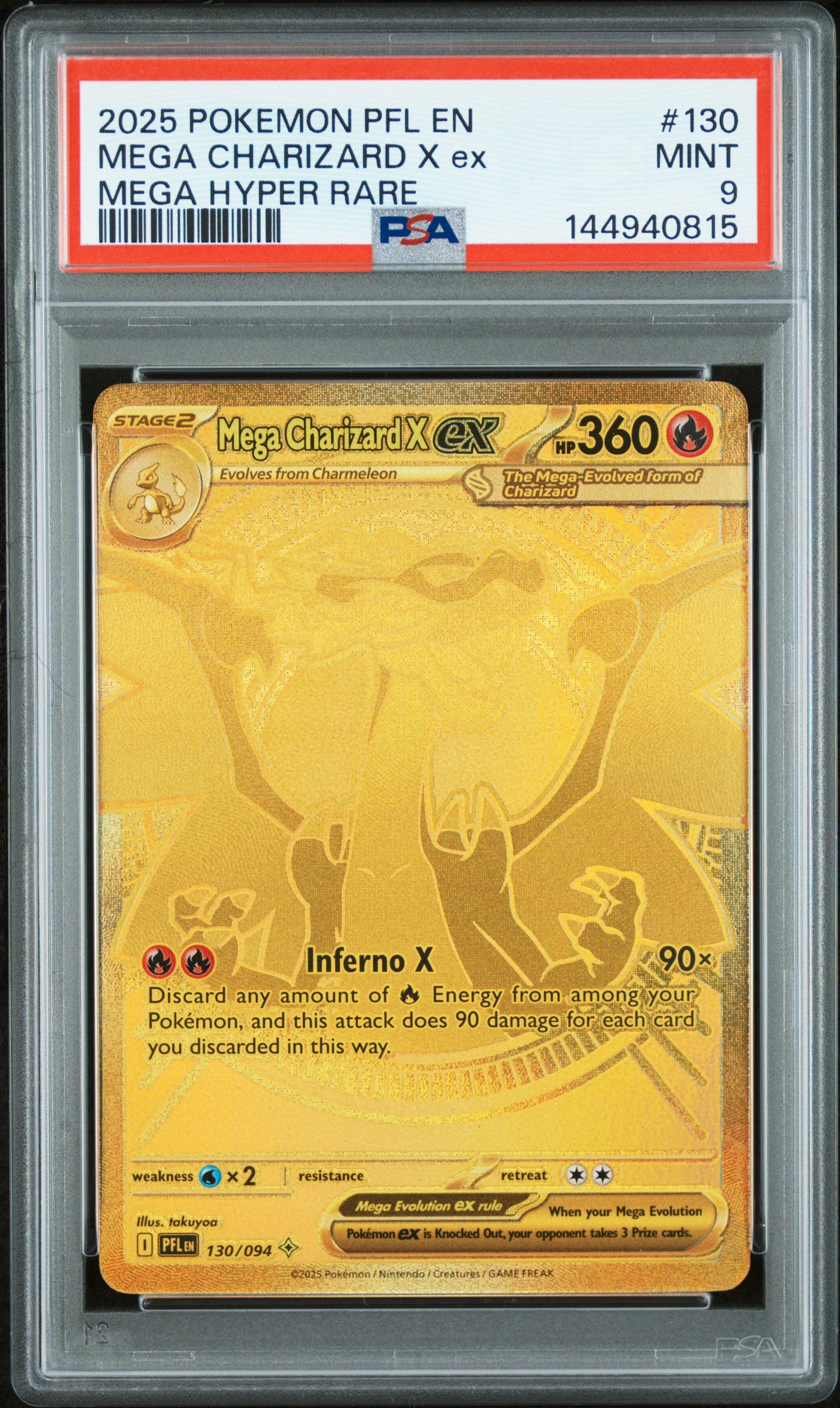 2025 Pokemon PFL En-Phantasmal Flames #130 MEGA Charizard X ex MEGA Hyper Rare